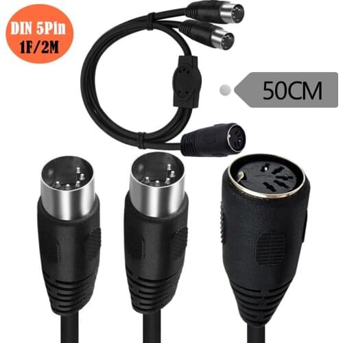 MIDI DIN 5-Pin Splitter Y Adapter Cable, MIDI 5 Pin Female to dual 2 x DIN-5 Male Extension Audio Cable
