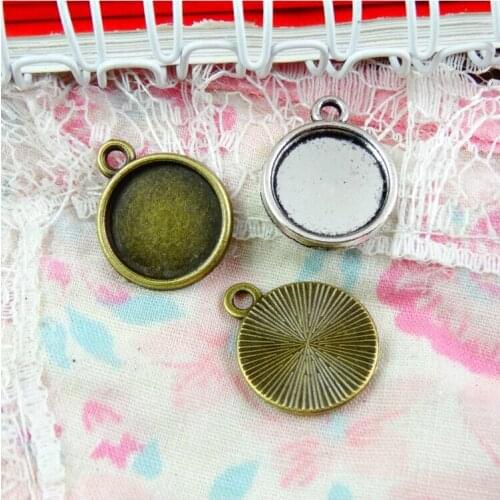 60pcs 12mm Inner Size Antique Silver Plated Antique Bronze Plated Base Setting Charms Pendant