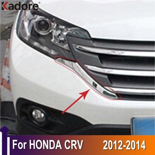 For CRV C-RV 2012 2013 2014 Chrome Front Grille Head Light Cover Trim Insert Styling Molding Garnish Decoration Accessories