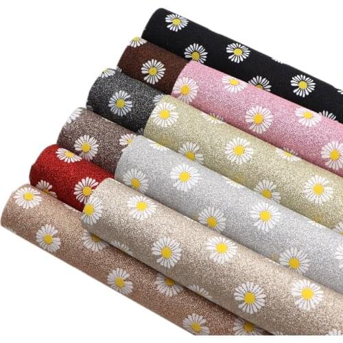 David accessories 20*33cm Flower Fine Glitter Fabric Synthetic Leather Sequins Patchwork For Bows DIY materials,1Yc11388