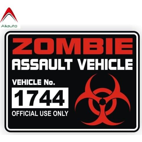 Aliauto Fashion Zombie Assault Vehicle License Retro-reflective Car Stickers Motorcycle Decoration Reflective Decals,15cm*11cm