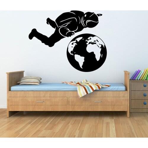 Astronaut Cosmonaut Planet Earth Wall Sticker Nursery Vinyl Wall Decals Bedroom Home Decoration Boys Room Decor Posters G578