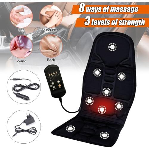 Car Electric Heated Massage Seat Cushion Pain Neck Waist Relaxation Vibration Massager Pad Car Office Full Body Massage Seat