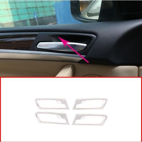 Car Accessories Interior Inner Door Handle Decoration Protection Frame Sticker Stainless Steel For BMW X5 E70 X6 E71 2008-2013