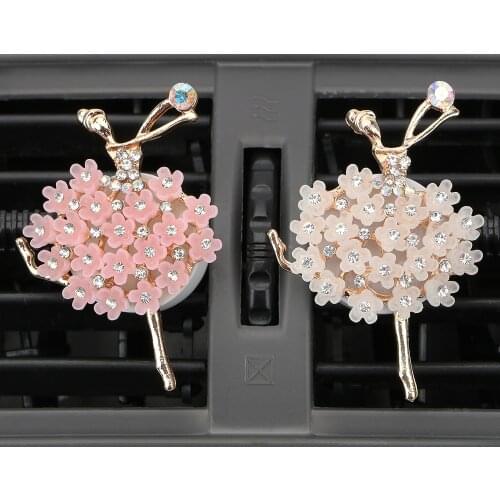 Car Aroma Diffuser Auto Decors Diamond Ballet Girl Solid Fragrance Car Air Vent Perfume Car-Styling Auto Outlet Air Freshener
