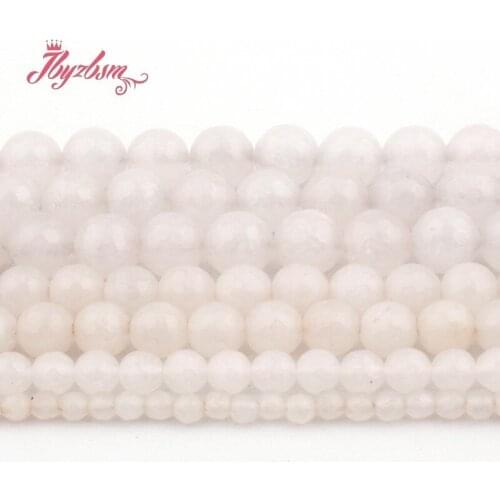 4/6/8/10mm Round White Jades Beads Faceted Stone Beads Loose Spacer For DIY Necklace Bracelets Earring Jewelry Making Strand 15"