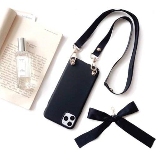 Simple Silicone Candy Color Bow Crossbody phone case for samsung galaxy note20 S20 ultra S8 S9 S10 plus note8 note9 note10 pro