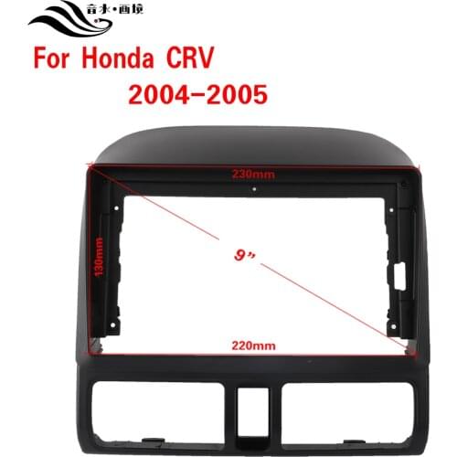 Black ABS trim fascia frame for 2005 Honda CRV refit 9 "car Android radio navigation DVD mounted dashboard