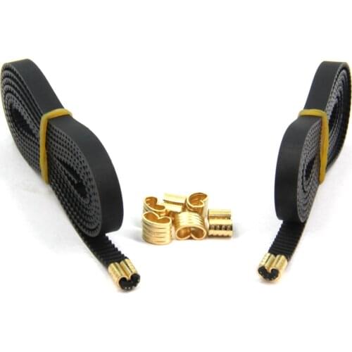 2PCS GT2 Black Open Timing Rubber Belt X Y Axis,Length 1.2M Width 6mm with 8PCS Copper Buckle for Ender3 Ender5 CR10 3D Printer