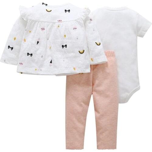 COSPOT Baby Girl Clothing Set Kids Newborn 3Pcs Set Coat + Bodysuit + Pants Bebes Outfit Coat Clothes Suit Baby Girls Clothes 25
