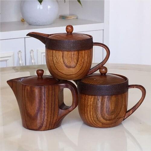 Japanese style wooden kettle wooden kungfu tea set set wooden tray wooden teapot wooden cup set