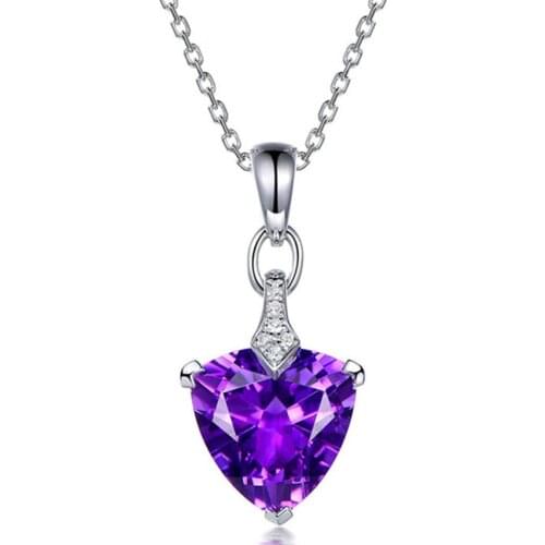 FYSL Silver Plated Geometric Shape Amethysts Stone Pendant Link Chain Necklace Yellow Citrines Crystal Jewelry