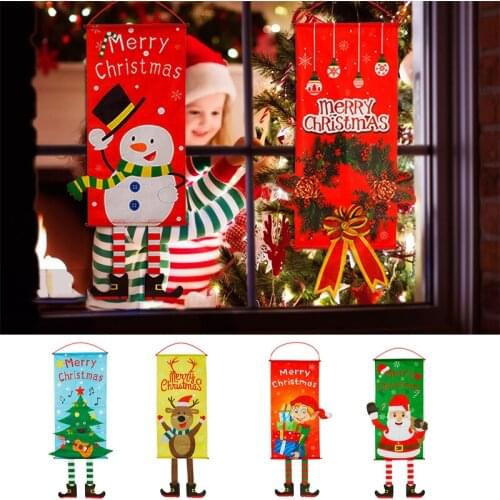 Hot Sale Christmas Porch Sign Banner Christmas Wall Decoration Party Supplies for Home Front Door Banners, Streamers Confetti