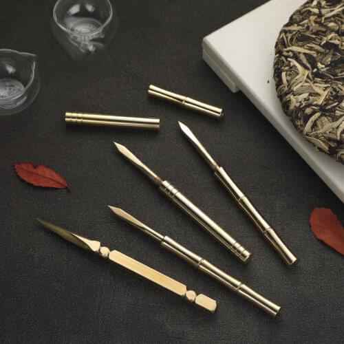 Chinese Handmade Tea Knife Ceremony Prying Insert White Green Tea Knife Copper Gift Te Verde Chino Household Products DG50TNC