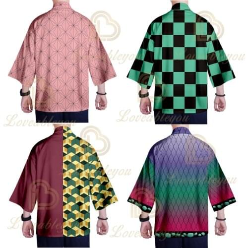 Anime Tanjiro Kamado Cosplay Costume Coat Men Women 3D Print Kimono Jackets Halloween Party