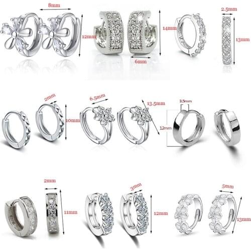 Small Hoop Earrings Heart-shape Classic Geometric Tiny Earrings Stud Crystal Minimal Thin Hoops Huggies Earring For Women