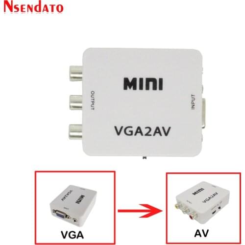 Mini HD VGA2AV Video Converter Convertor Box VGA to AV RCA CVBS Video Converter Conversor with 3.5mm Audio to PC HDTV Converter
