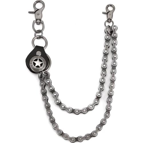 Mens Keychain Jean Biker Wallet Chains Silver Metal Hinge Belt Rock Hip-Hop Street Punk Plating Rivet Jean Pant Chains DR82