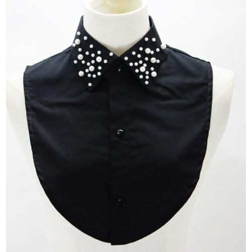 Fashion Fake Collar Women Pearl Decorate Faux Collar Detachable Collar Lapel Blouse Ladies Adjust Clothes Accessories