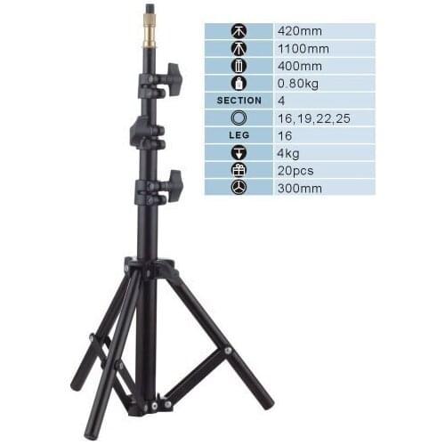 Camera Photographic Floor Stand High 42~110cm Load 4kg for Fresnel Lights 150w 300w 650w LED312