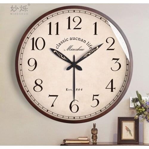 Wall Watch Home Decor Living Room American Style Clock Solid Wood Home Decor Retro Design Silent Clock Bedroom Fashion Creative