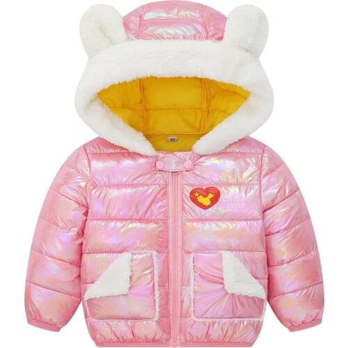 2020 New Girls clothing Baby Coats for Girls Shiny Jackets Hooded Coat For Spring Autumn Kids Down Cotton Padded Clothes Outwear