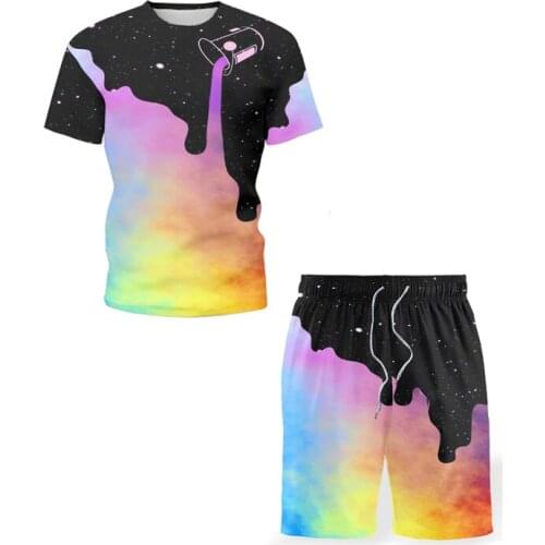 Explosion Style Mens Set Suit Jacket And Shorts Milk Thin Short Sleeve T-Shirt Pocket Knee-Length Summer Oversized Clothing Man