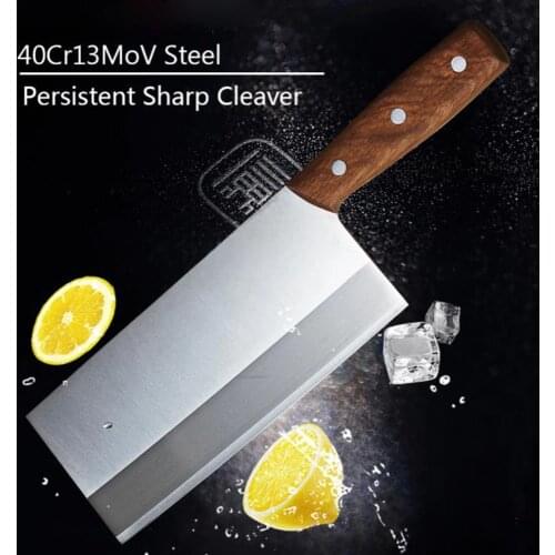 XYj 8 inch Stainless Steel Cleaver Butcher Knife Pro Kitchen Knives Sharp Blade Chopping Cleaver Kitchen Cooking Chef Nakiri
