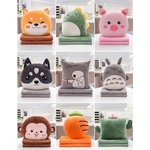 Pillow quilt dual-use pillow folding air conditioning blanket car interior cushion pillow three-in-one office nap artifact