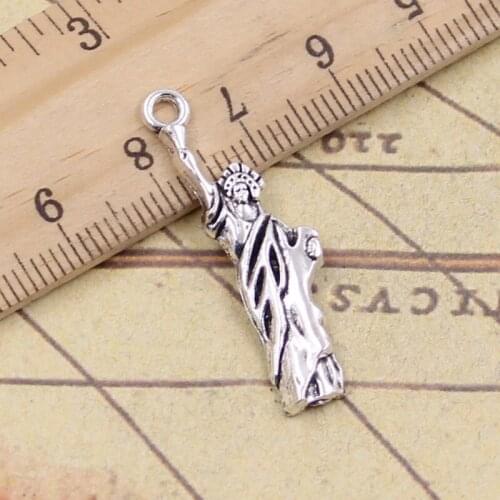 25pcs Charms Statue Of Liberty New York 34x10mm Tibetan Silver Pendants Crafts Making Findings Handmade Antique DIY Jewelry
