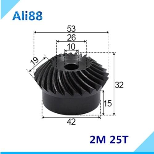 Precision spiral bevel gear 2 Mod 25 Teeth 2M25T inne holel diamter 10mm Applied to mechanical equipment and cnc machine