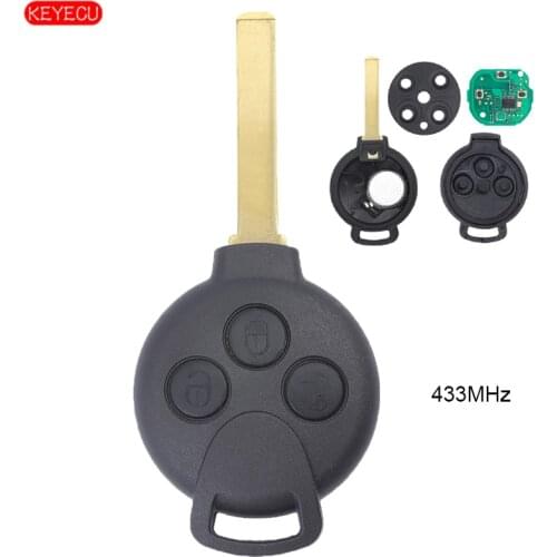 KEYECU Remote key Keyless Entry 433MHZ 7941 Chip Fob 3 Button for Mercedes-Benz Smart 451