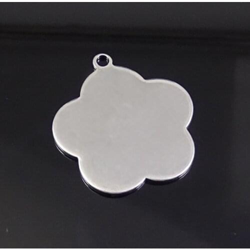 Different shape stainless steel dog tag flower shape glossy dog tag with ring