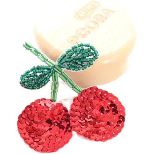 Handmade beading clothes and hair patch DIY accessories childrens clothing red cherry cloth patch applique