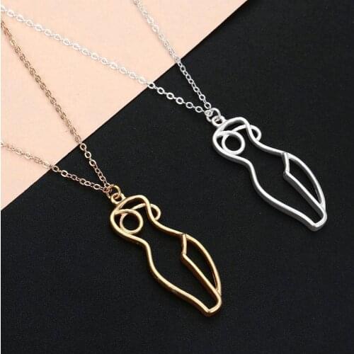 QIAMNI Sexy Artistic Body Necklace Pendant Womens Creative Nude Female Body Naked Feminist Geometric Choker Necklace Jewelry