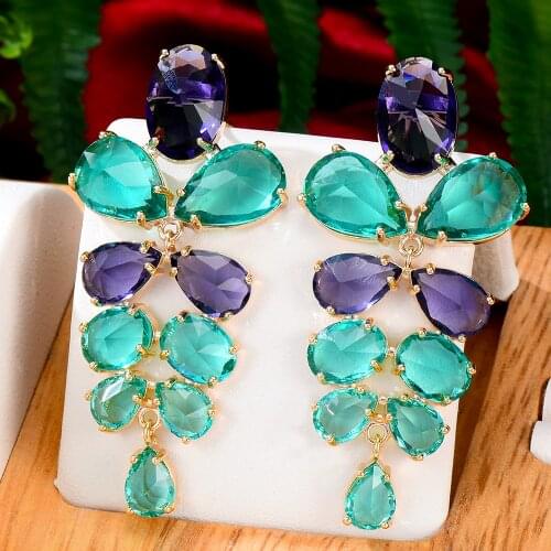 GODKI Fashion street style Leaves Drop Earrings For Women Wedding Party Cubic Zircon Dubai Bridal Earring boucle d'oreille