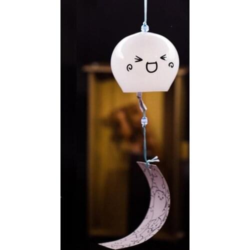 8pcs/pack 7*8cm Japan Style Glass Bell Hand Drawing Glass Windchime Friend Gift Hand Painting Happy Face Hanging Decorative