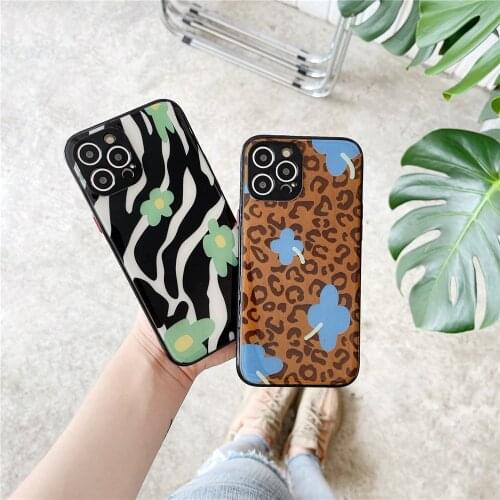 Stylish Leopard Print Green Leaf Flower Love Heart Stand Phone Case For iPhone 12 11 Pro XS MAX XR X 8 7 Plus SE 2020 Back Cover