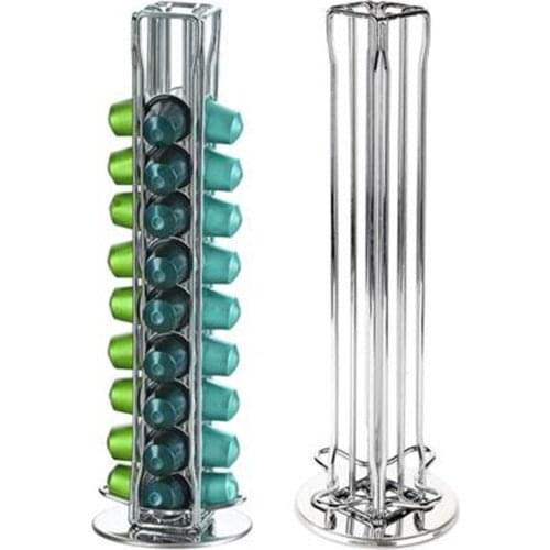 Rotatable Coffee Capsule Rack Nespresso Pod Display Holder Metal Straight Holder Stand Coffee Storage Stainless Steel Racks