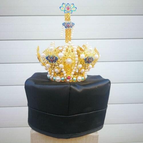High-quality Taoist priest cap gao Gong hexagonal hat new pearl crown