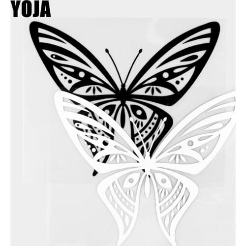 YOJA 17.2×14CM Vinyl Gorgeous Butterfly Pattern Cartoon Decal Animals Car Stickers Black/Silver 19C-0368
