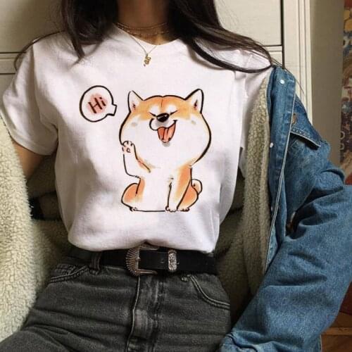 Kawaii Cute Shiba Dog Graphic Funny Tshirt Femme Sunmmer Harajuku Ulzzang Streetwear Casual Women T Shirts Plus Size Top Colthes