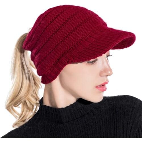Women Knit Hat Baseball Cap Girl Casual Crochet Unisex Winter Visor Beanie
