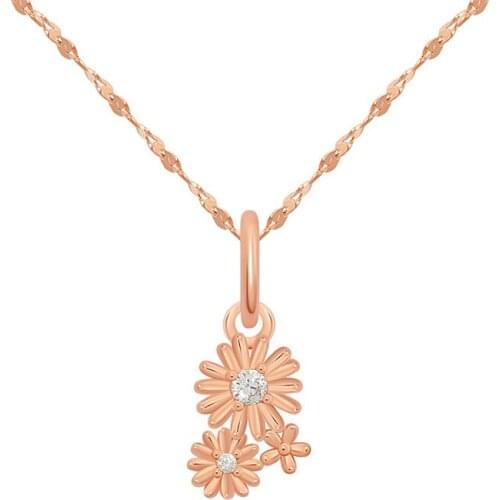 Rose Gold Plated Daisy Flower Chain Sparkle Choker Necklace Women Gift Jewelry Necklaces