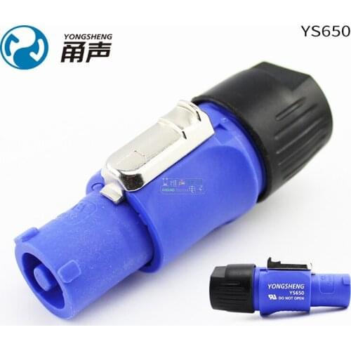 1Pcs Yongsheng YS650/651/652/653 blue aviation industry power plug NAC3FCA lighting audio LED large screen Input and output 20A