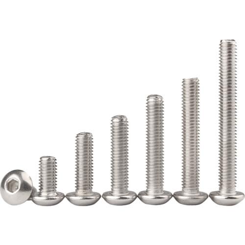 ISO7380 M3 M4 M5 GB70.2 304 Stainless Steel A2 Round Head Screws Mushroom Hexagon Socket Button Head Screw