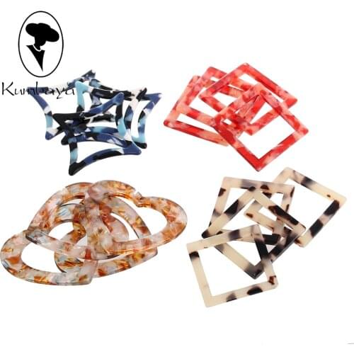 10 pcs/lot Acrylic Heart Square Shape Pendants Charms Jewelry Accessory Women DIY Earrings Necklace Accessories Handmade P785