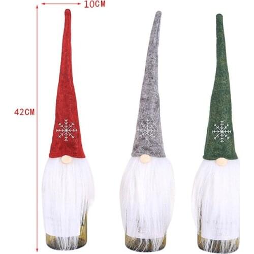 10pcs Nordic Champagne Wine Bottle Christmas Cover Santa Claus Party Ornament Decor Table Xmas Christmas Decoration Bar supplies