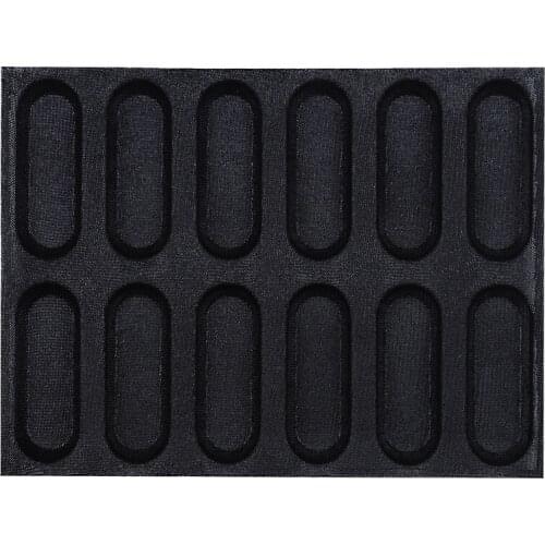 12 Cavity Non-Stick Baguette French Bread Bakeware Perforated Baking Pan Mat for 12-Inch Sub Rolls Silicone Baking Liners