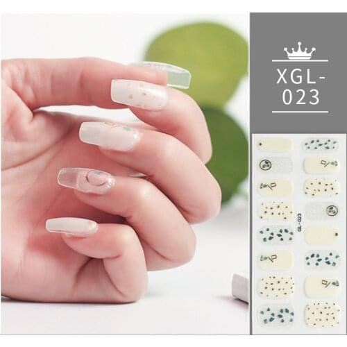 16Tips/Sheet Full Cover Wraps Nail Polish Sticker Strips Nail Art Decorations Simple Designs Glitter Manicure Tips Nail Stickers